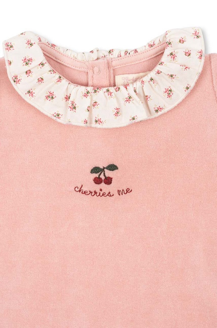 Dětské polo dupačky Konges Sløjd MIFFA FRILL ONESIE GOTS KS101602 růžová