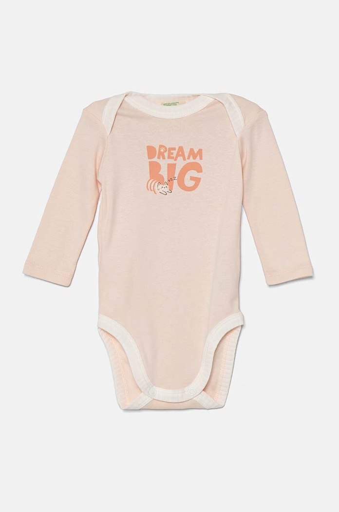 Pamučni bodi za bebe United Colors of Benetton 2-pack 3GI70B00R.G.W.Seasonal roza AW24