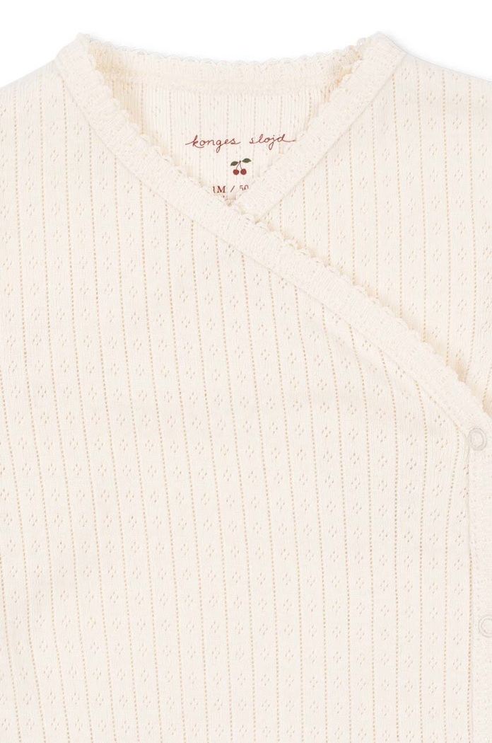 Chłopiec Konges Sløjd body bawełniane niemowlęce MINNIE NEWBORN BODY GOTS KS101609 biały