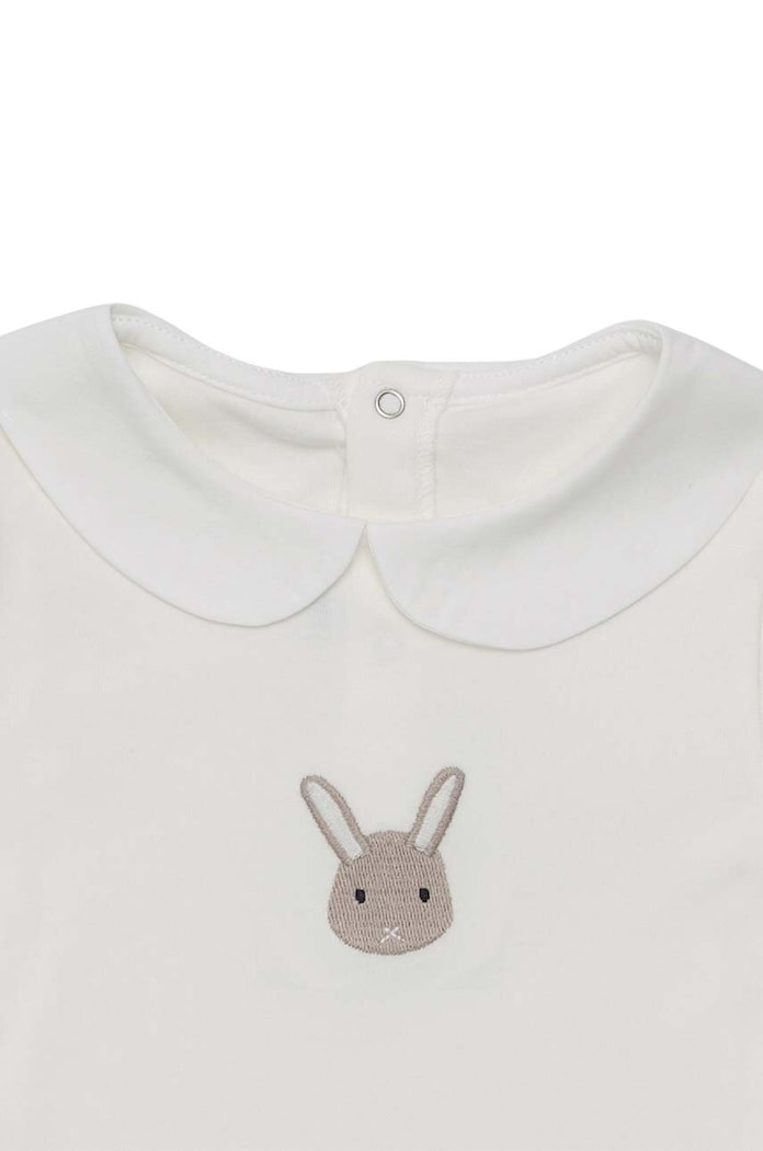 Donsje body din bumbac pentru bebelusi Davo Bodysuit Bunny 3030102. alb