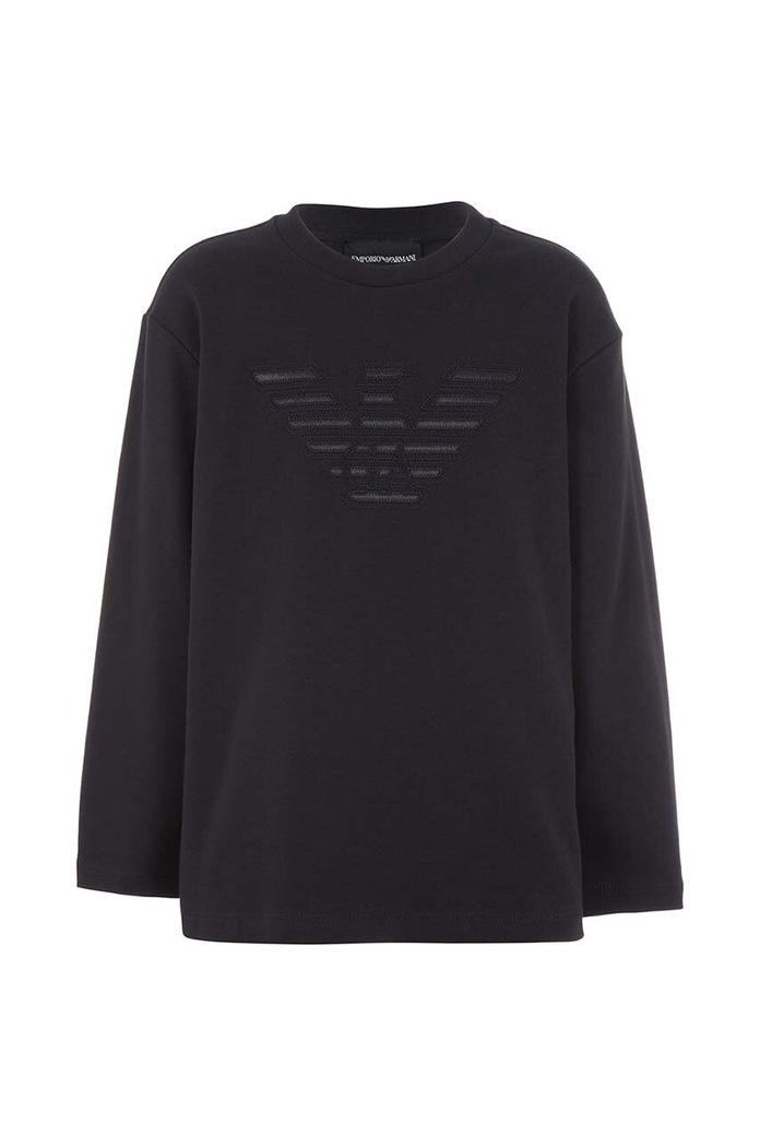 Emporio Armani longsleeve din bumbac pentru copii imprimeu negru 6D4TJC.3J5VZ