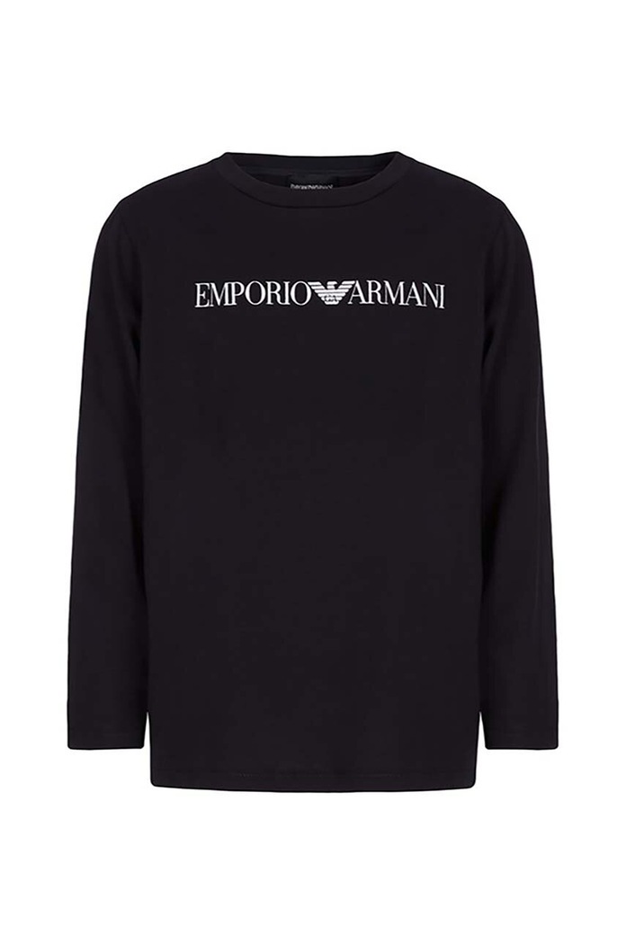 Emporio Armani longsleeve bawełniany dziecięcy nadruk granatowy 8N4TN6.1JPZZ