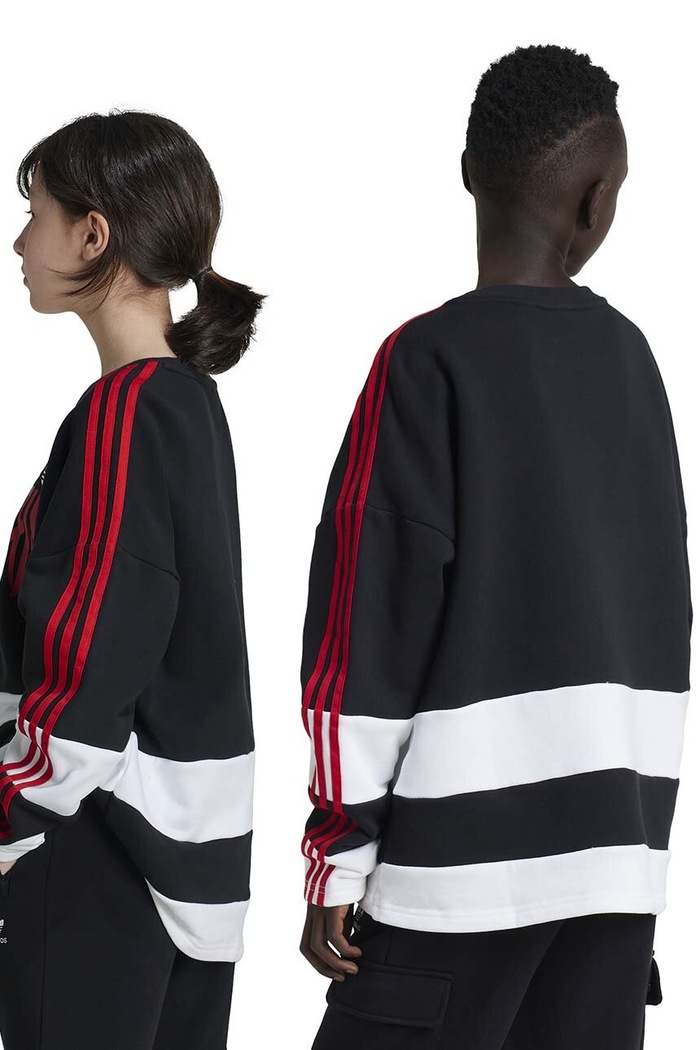 Παιδική βαμβακερή μπλούζα adidas Originals CREW IZ4629 λευκό