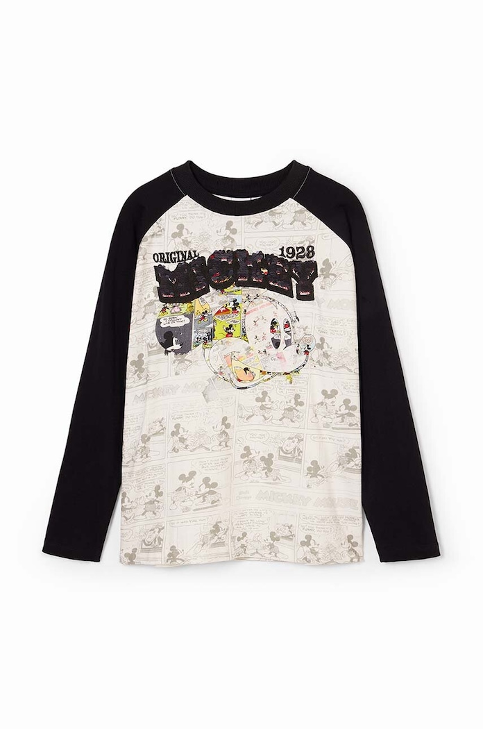 Chlapec Detská bavlnená košeľa s dlhým rukávom Desigual MICKEY MOUSE 24WBTK10 čierna