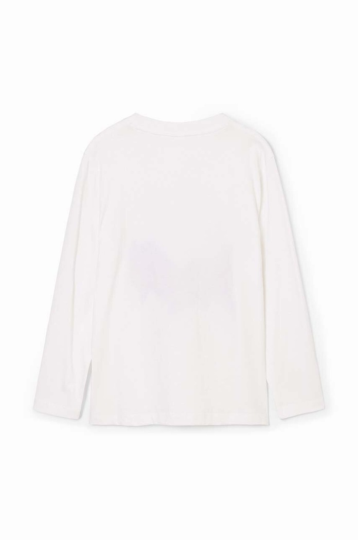 Băieți Desigual longsleeve din bumbac pentru copii 24WBTK03 alb