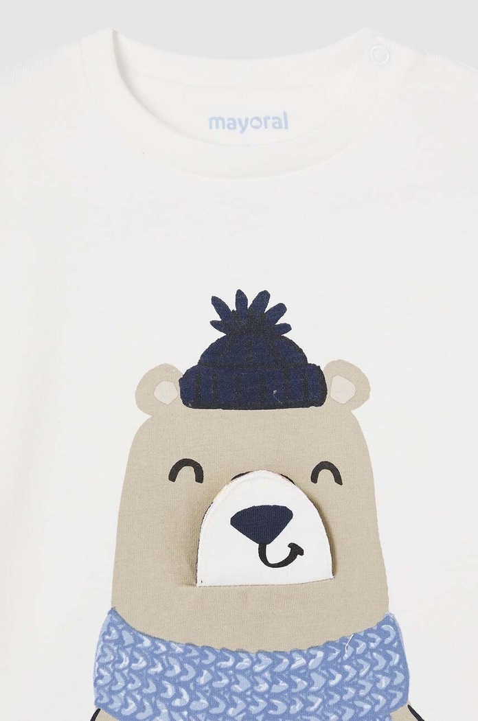 Mayoral longsleeve bawełniany niemowlęcy 2035.3D.Baby.9BYH beżowy AW24