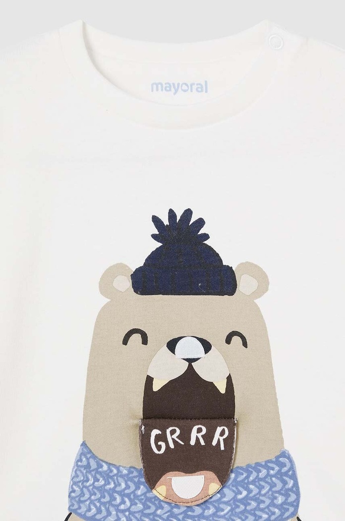 Chłopiec Mayoral longsleeve bawełniany niemowlęcy 2035.3D.Baby.9BYH beżowy
