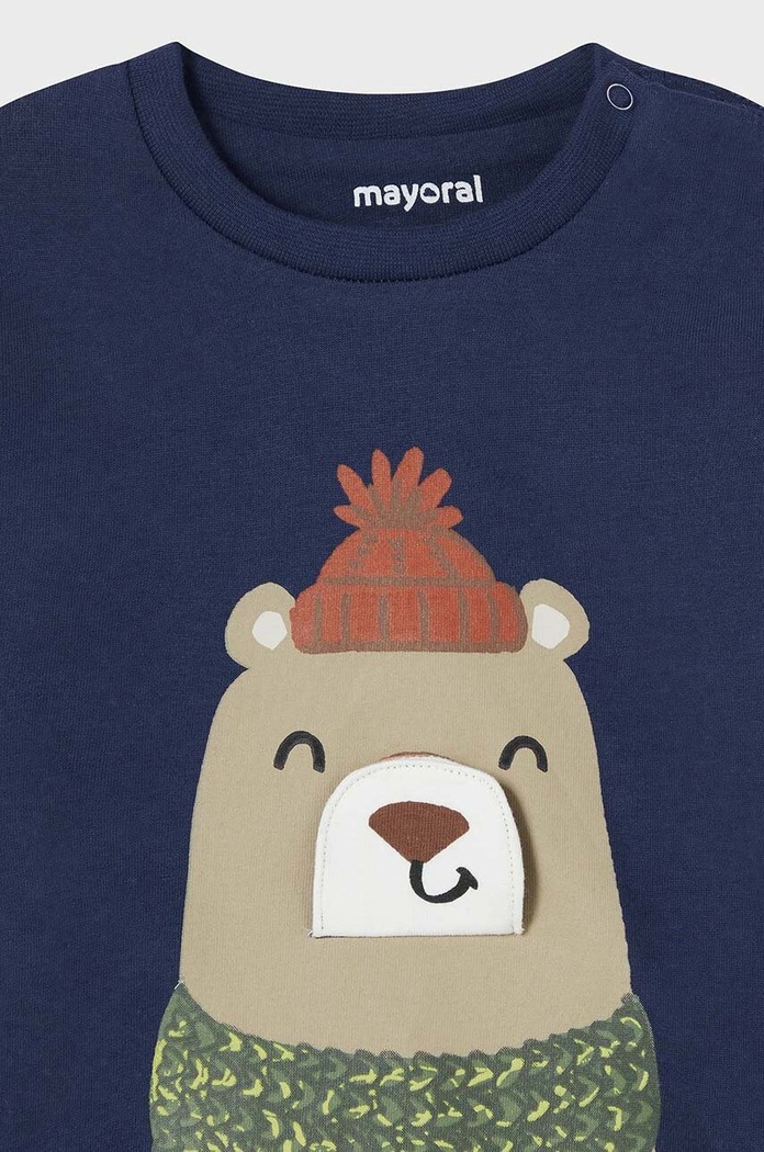 Mayoral Longsleeve bawełniany niemowlęcy 2035.3D.Baby.9BYH granatowy AW24