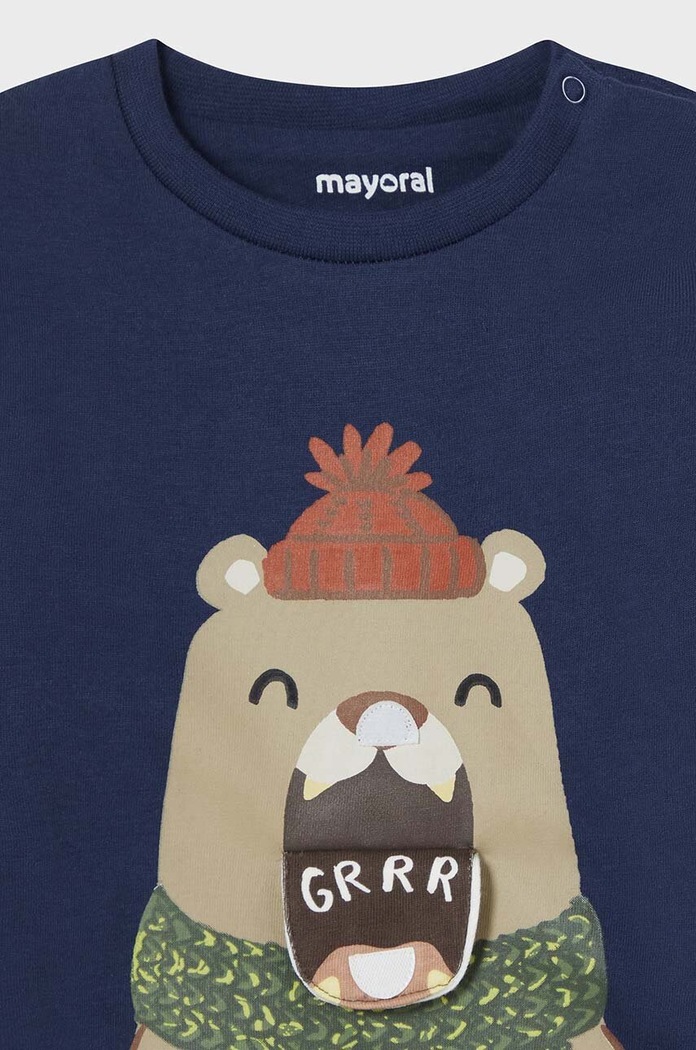 Chłopiec Mayoral Longsleeve bawełniany niemowlęcy 2035.3D.Baby.9BYH granatowy