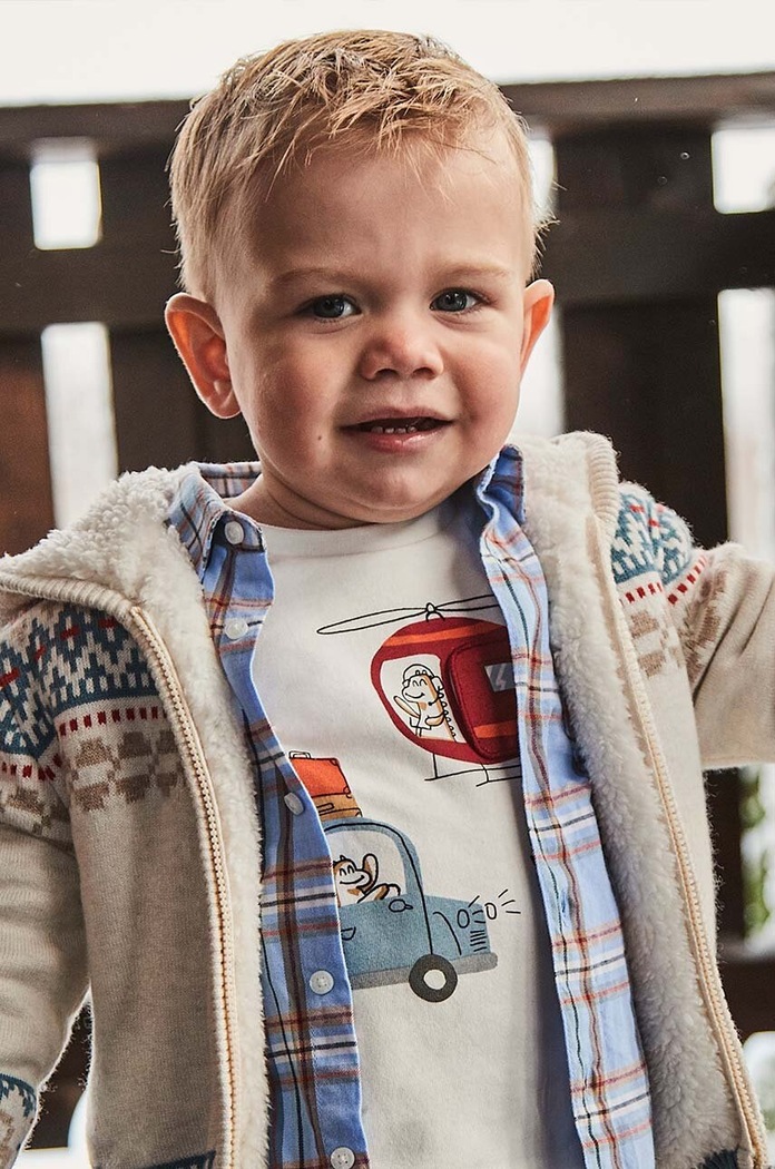 Dětské bavlněné tričko s dlouhým rukávem Mayoral béžová 2038.3E.Baby.9BYH