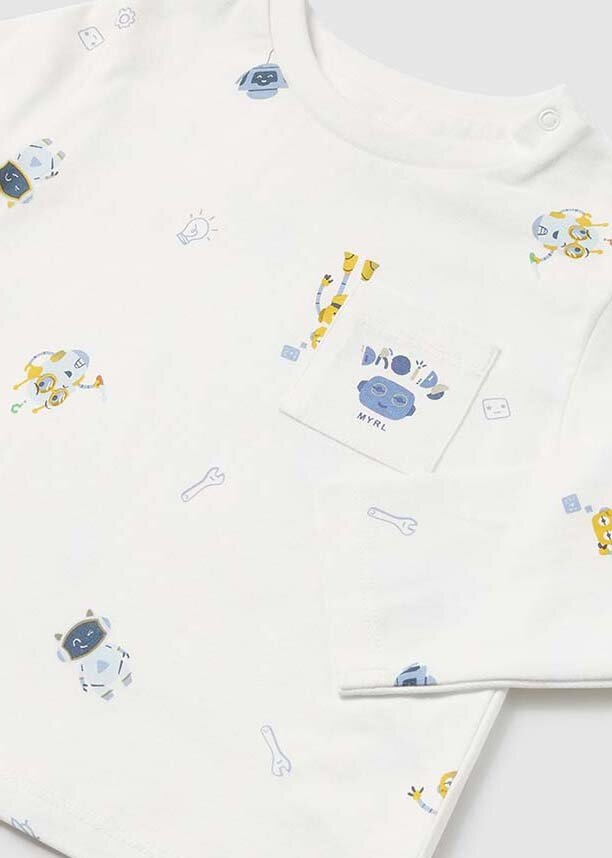 Mayoral longsleeve bawełniany niemowlęcy 2041.3F.Baby.9BYH beżowy AW24