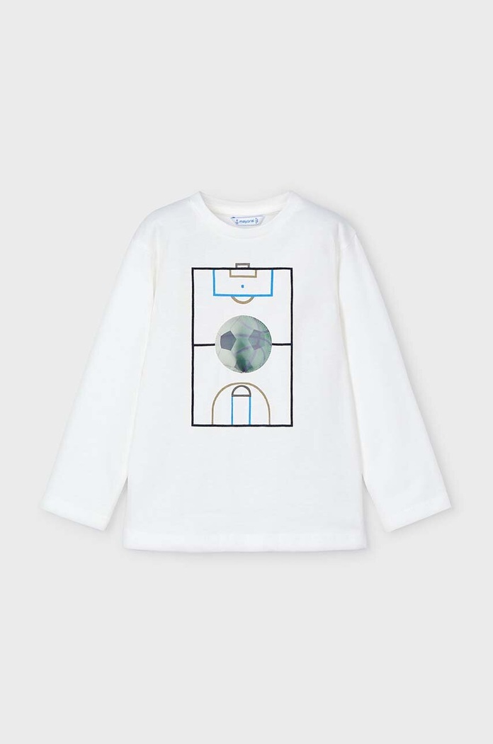 Mayoral longsleeve bawełniany dziecięcy nadruk beżowy 4044.5C.Mini.9BYH