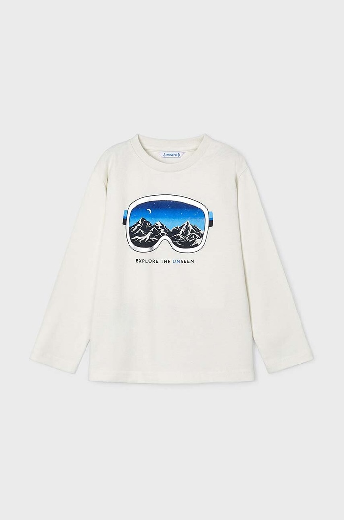 Mayoral longsleeve bawełniany dziecięcy 4056.5G.Mini.9BYH beżowy AW24
