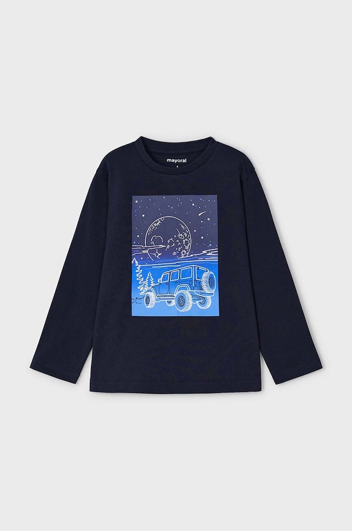 Mayoral longsleeve bawełniany dziecięcy 4057.5G.Mini.9BYH niebieski AW24