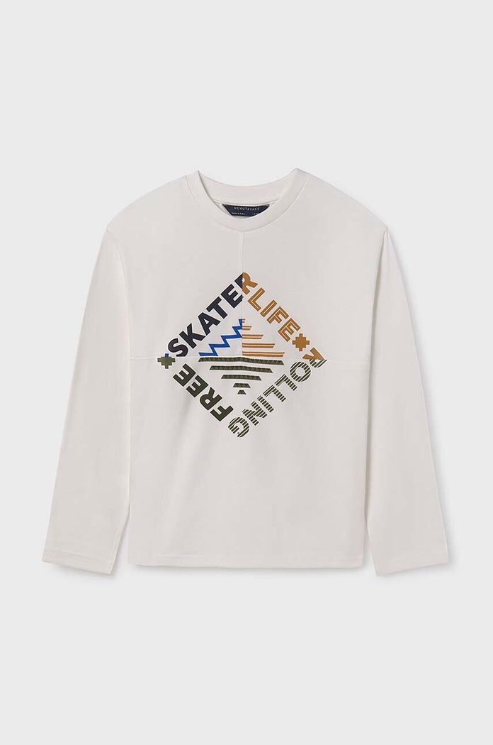 Mayoral Longsleeve bawełniany dziecięcy 7086.7C.Junior.9BYH beżowy AW24