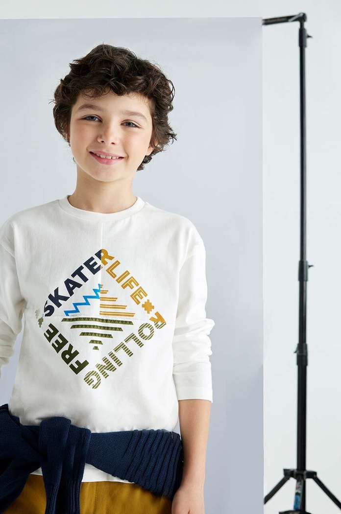 Longsleeve bawełniany dziecięcy Mayoral 7086.7C.Junior.9BYH beżowy