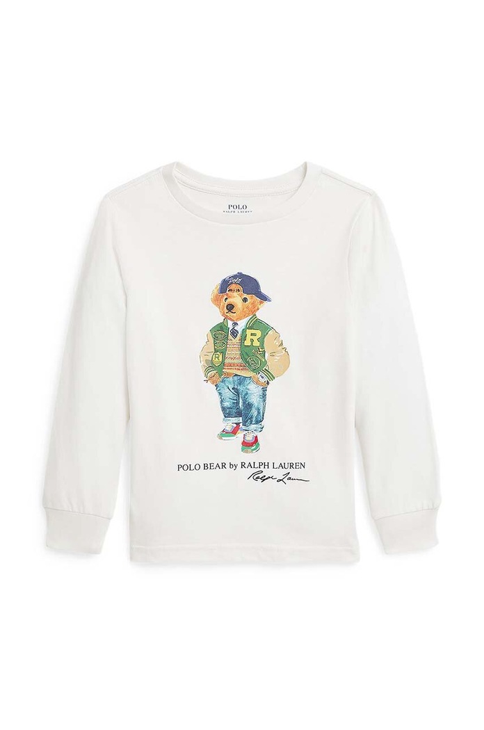 Παιδικό βαμβακερό μακρυμάνικο Polo Ralph Lauren στάμπα λευκό 322883620010