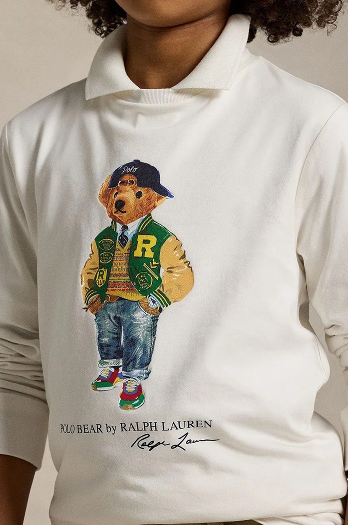 Otroška bombažna majica z dolgimi rokavi Polo Ralph Lauren bela 323883620010