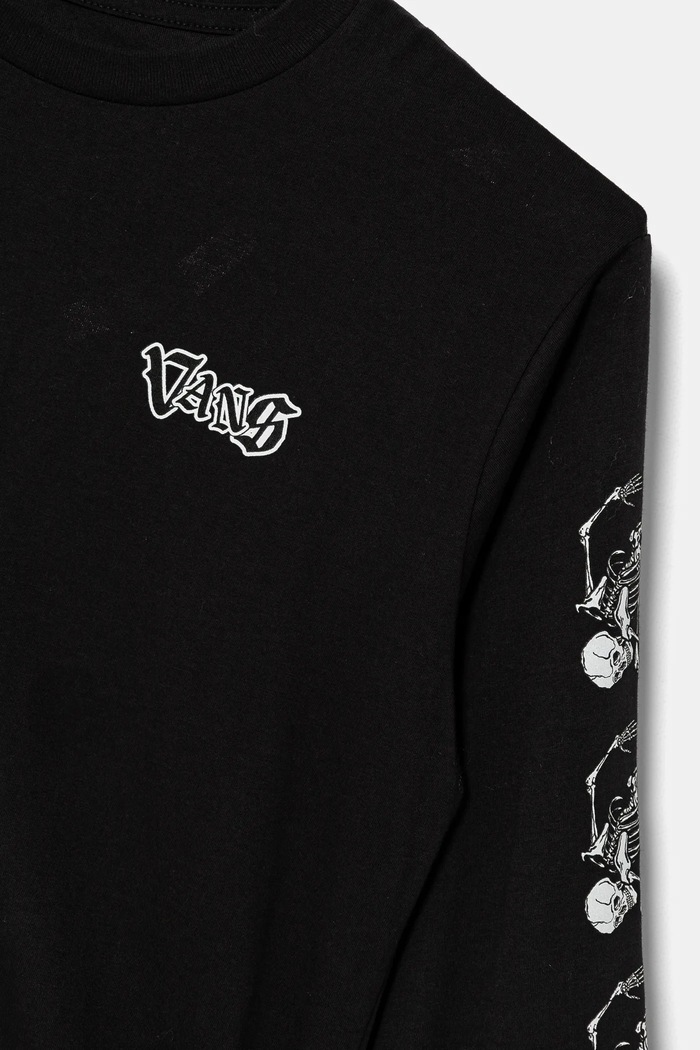 CHLAPEC Dětské bavlněné tričko s dlouhým rukávem Vans Bad 2 Da Bone VN000JWKBLK1 černá