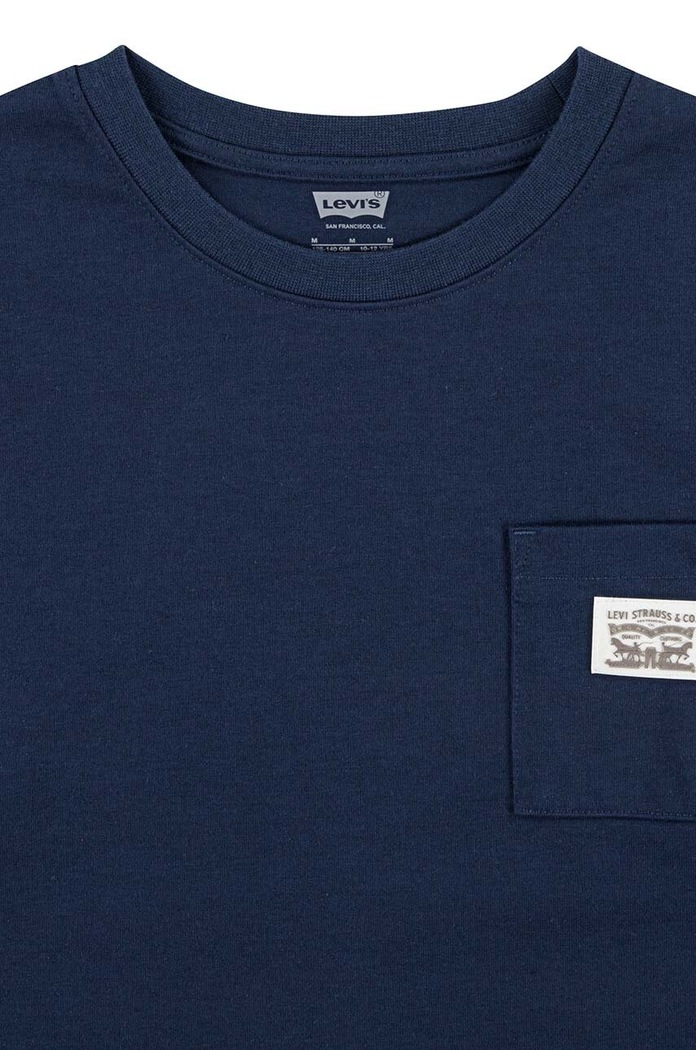 Chłopiec Levi's bluza dziecięca LONG SLEEVE POCKET TEE 8EL555 granatowy