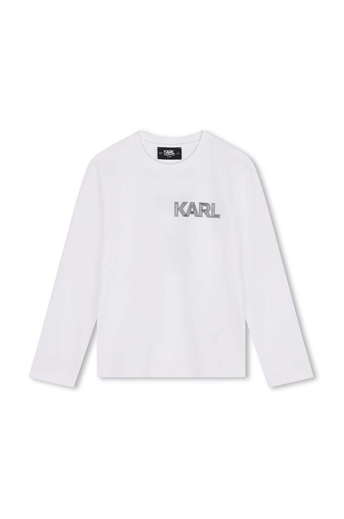 Karl Lagerfeld longsleeve bawełniany dziecięcy nadruk biały Z30243.162.174