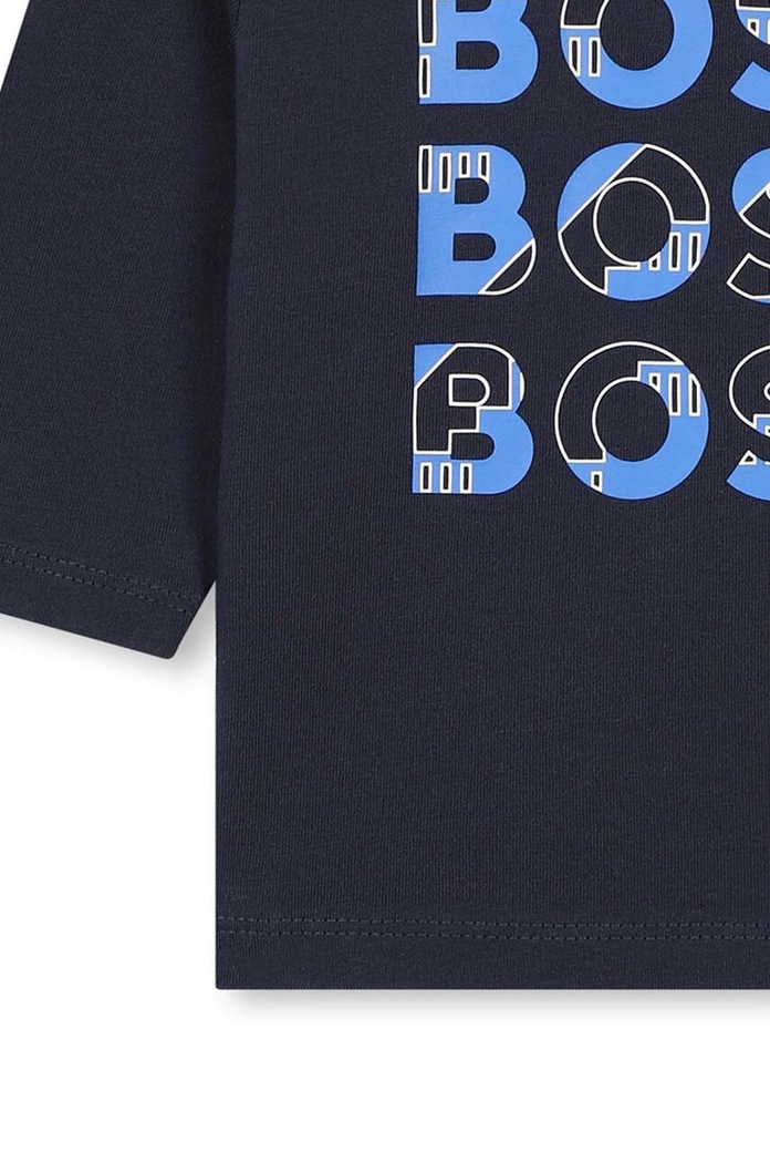 Chłopiec BOSS longsleeve bawełniany niemowlęcy J51291.74.81 granatowy