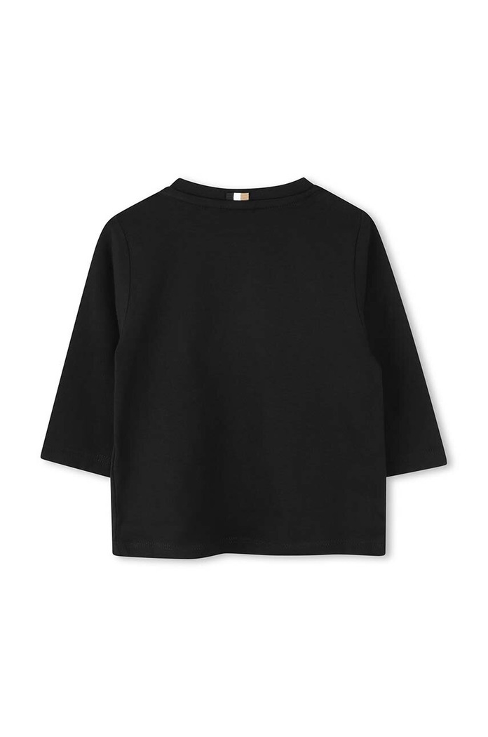 BOSS longsleeve bawełniany niemowlęcy J51293.86.94 czarny AW24