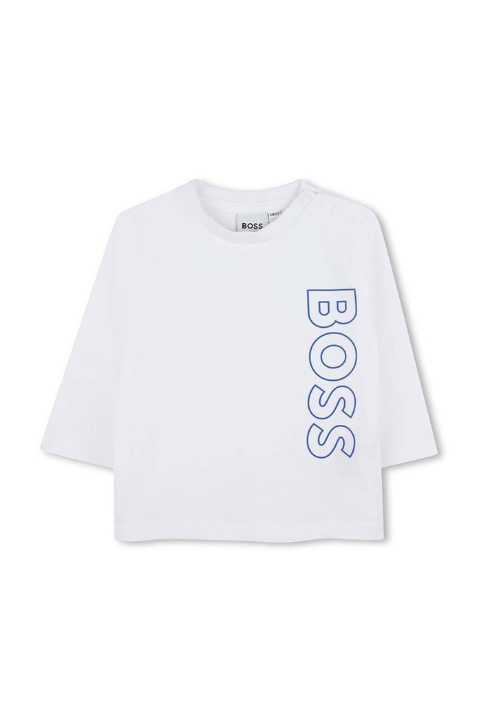 BOSS longsleeve bawełniany niemowlęcy nadruk biały J51293.74.81