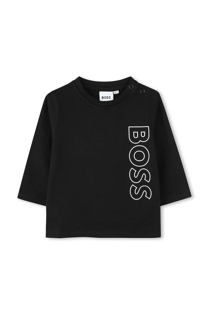 BOSS longsleeve bawełniany niemowlęcy nadruk czarny J51293.74.81