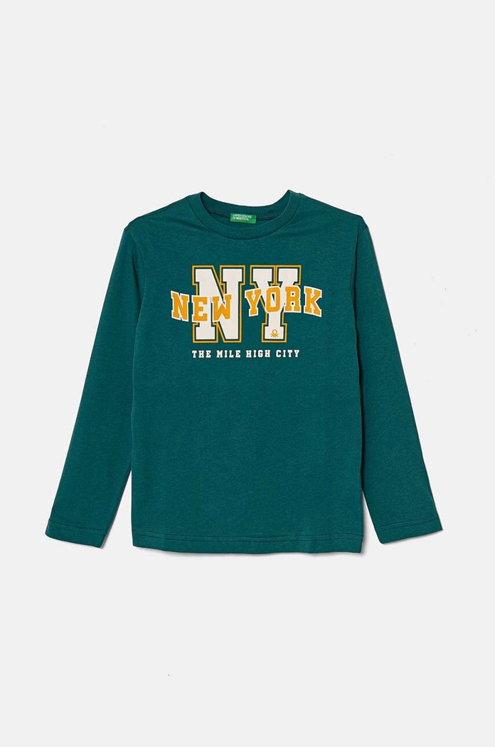 United Colors of Benetton Longsleeve bawełniany dziecięcy zielony 3096C10LF.G.Seasonal