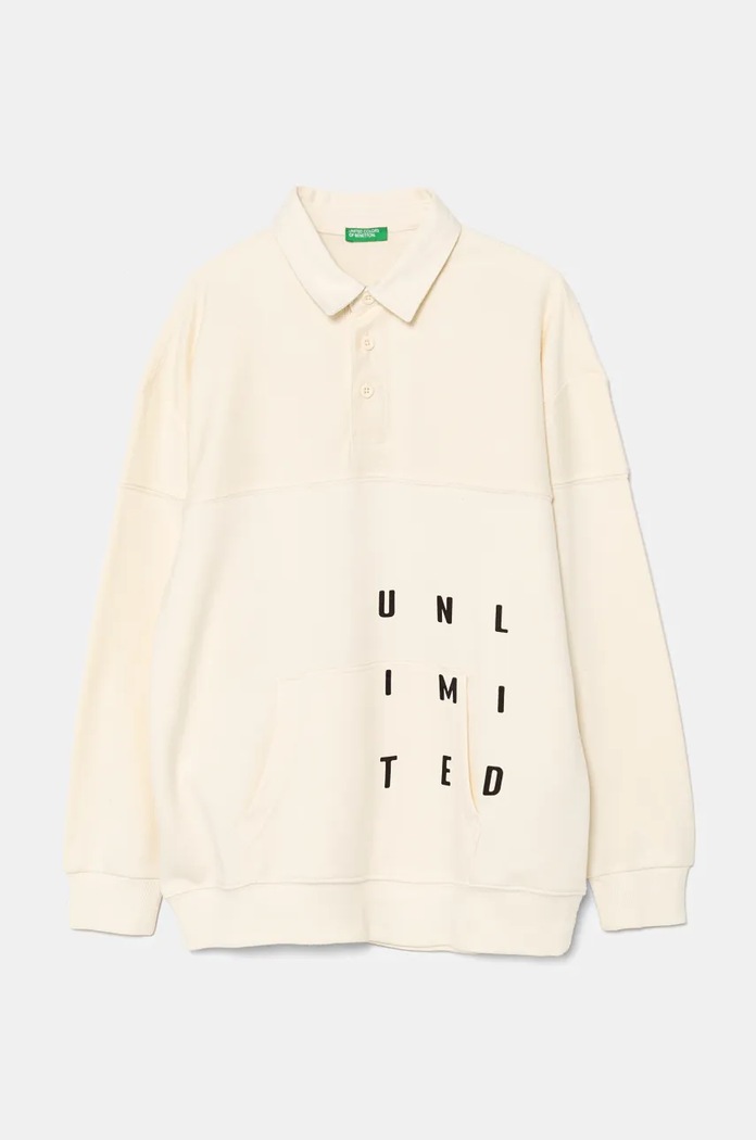 Dětská mikina United Colors of Benetton bez kapuce béžová 3WNCC301O.G.Seasonal