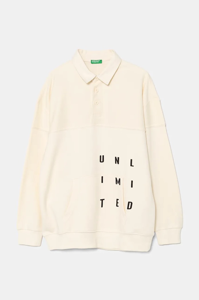 Dětská mikina United Colors of Benetton bez kapuce béžová 3WNCC301O.G.Seasonal