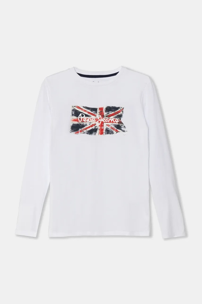 Pepe Jeans longsleeve bawełniany dziecięcy CLAG LS nadruk biały PB503916