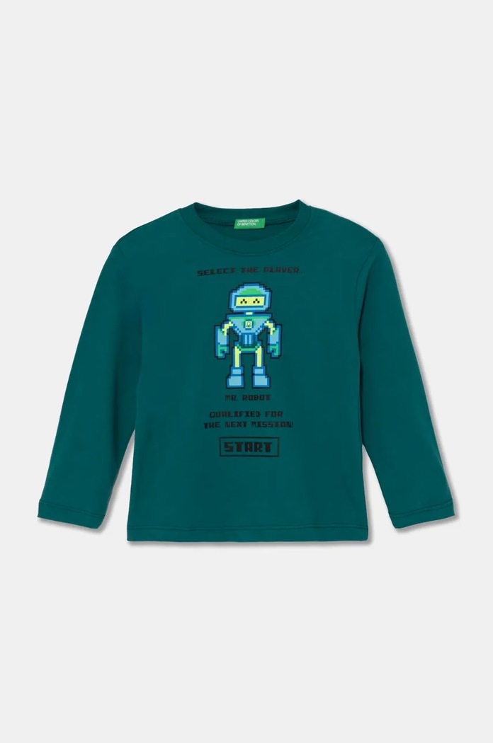 Памучна блуза с дълги ръкави United Colors of Benetton памук зелен 3ATNG10G7.P.Seasonal