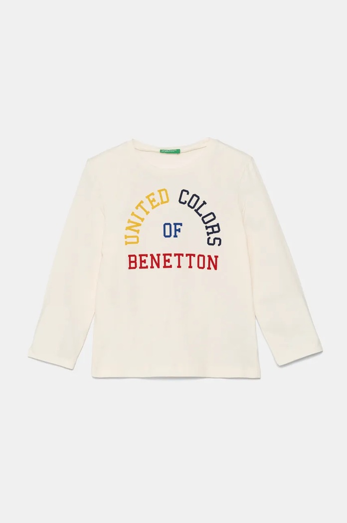 Παιδικό βαμβακερό μακρυμάνικο United Colors of Benetton στάμπα μπεζ 3ATNG10G6.P.Seasonal