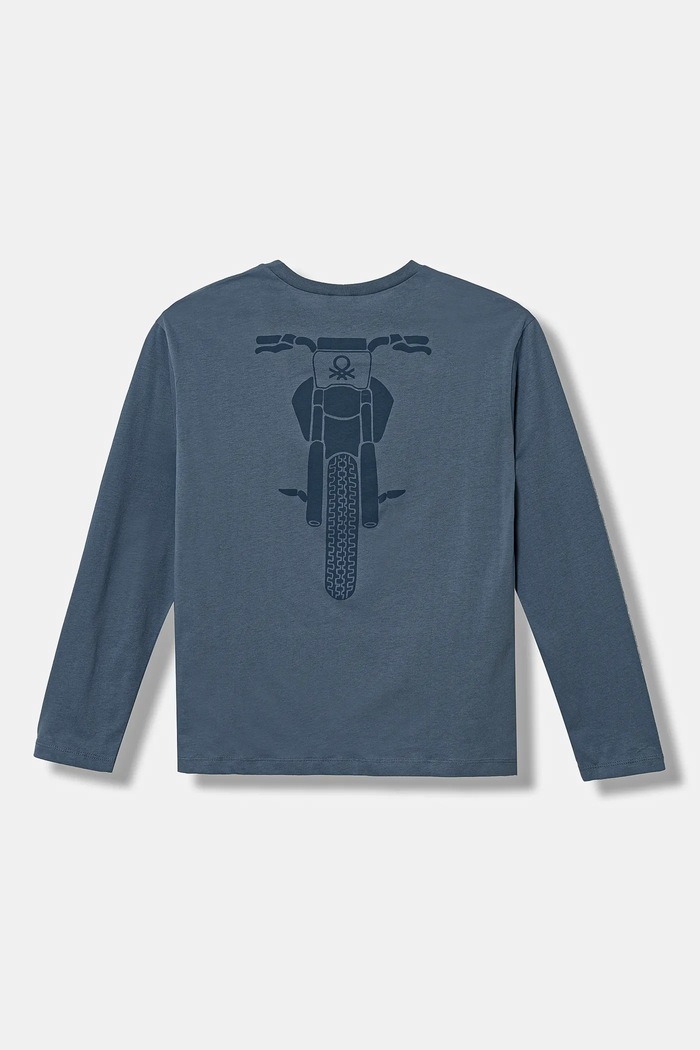 United Colors of Benetton longsleeve bawełniany dziecięcy 3ATNC10L5.G.Seasonal niebieski AW24
