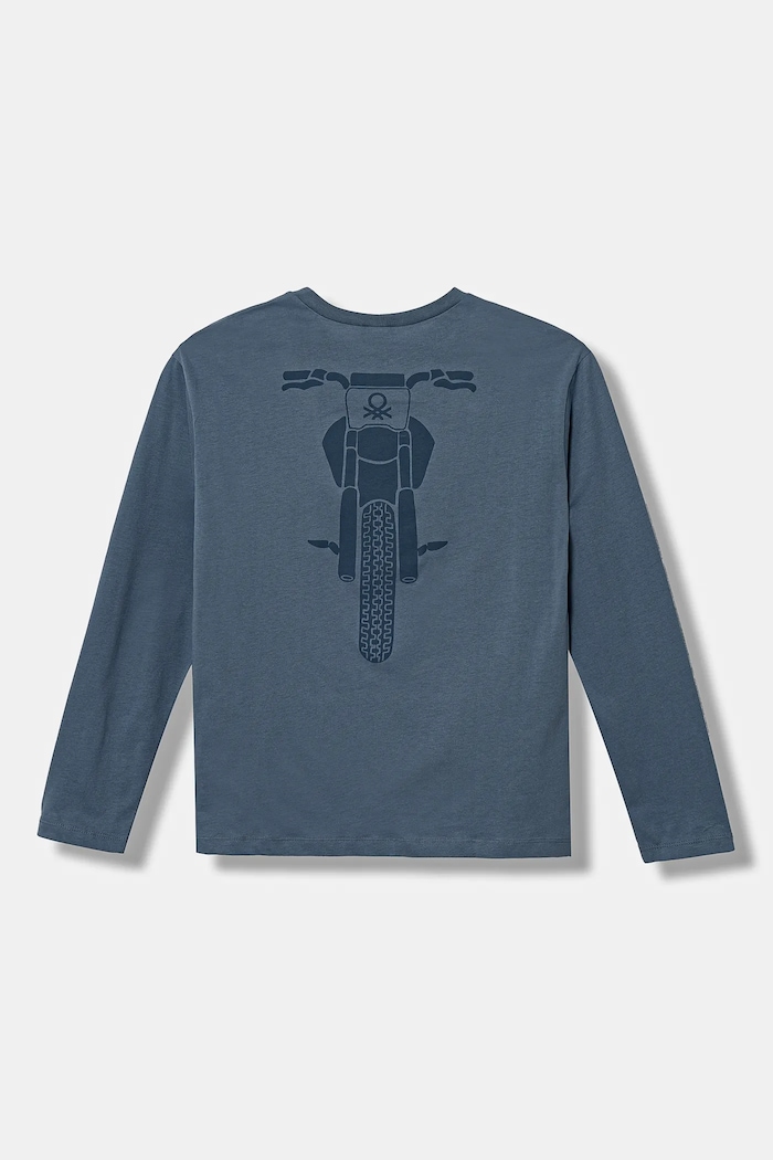 United Colors of Benetton longsleeve bawełniany dziecięcy 3ATNC10L5.G.Seasonal niebieski AW24