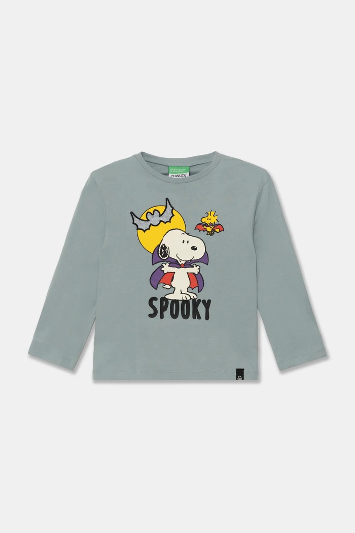 United Colors of Benetton longsleeve bawełniany dziecięcy nadruk szary 3VR5G10J9.P.Seasonal
