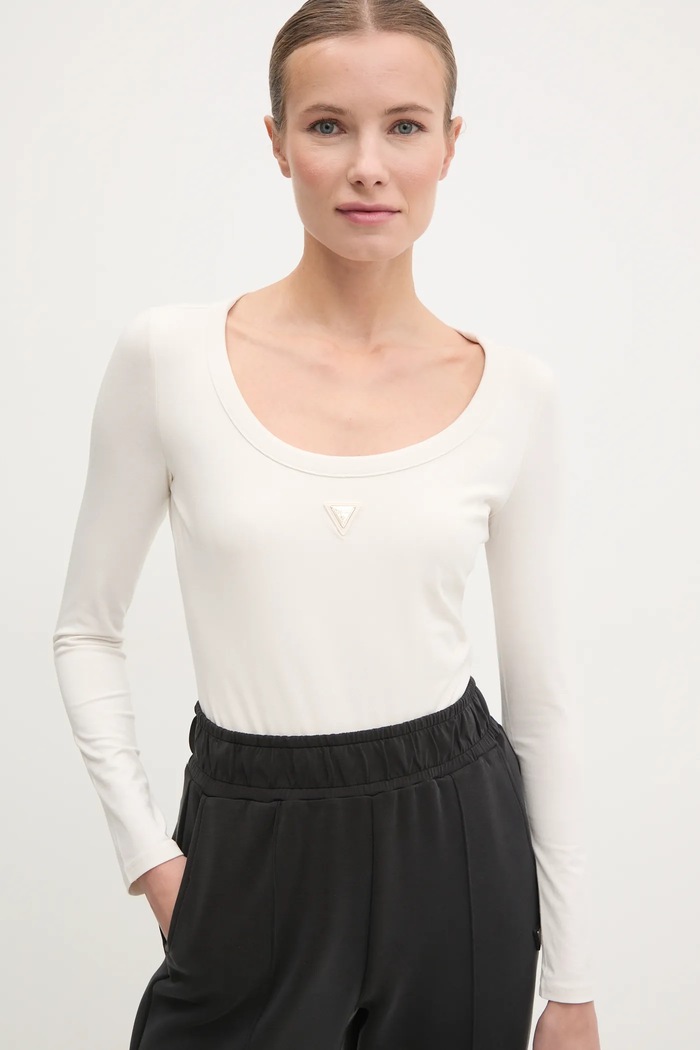 Guess body damskie bawełniane z elastanem COLETTE z elastanem beżowy V4YP07.J1314