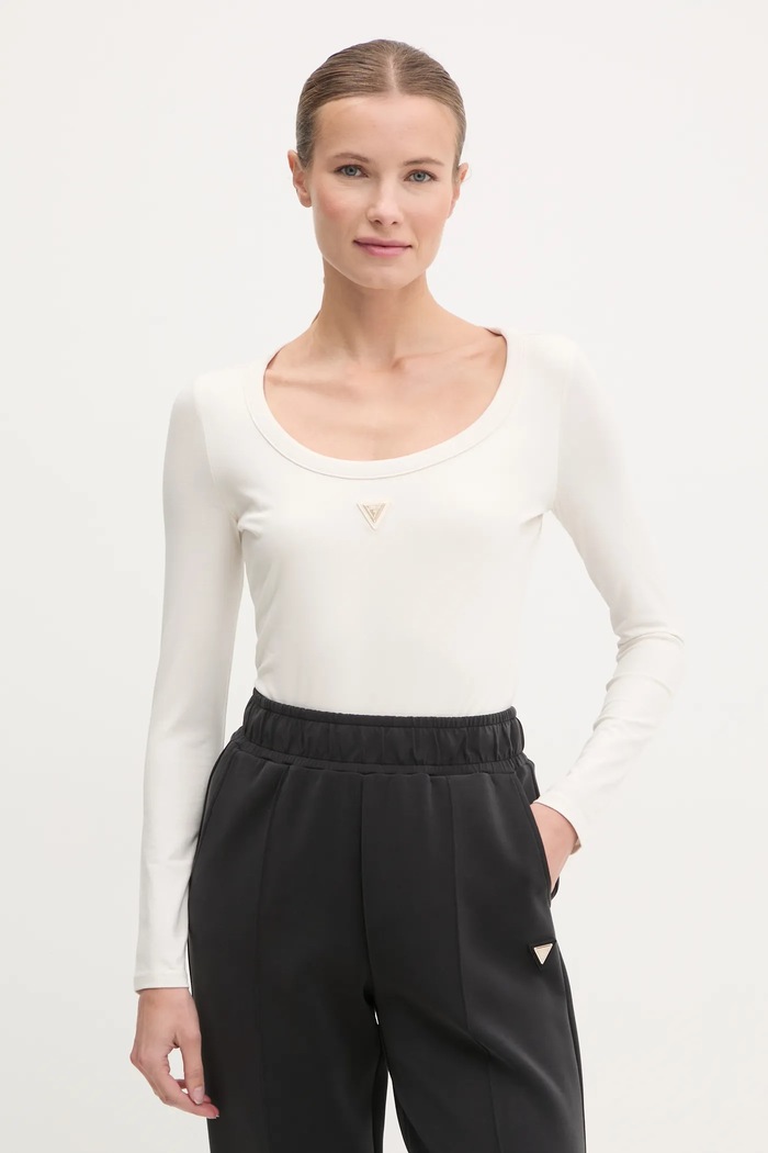 Guess body damskie bawełniane z elastanem COLETTE beżowy V4YP07.J1314