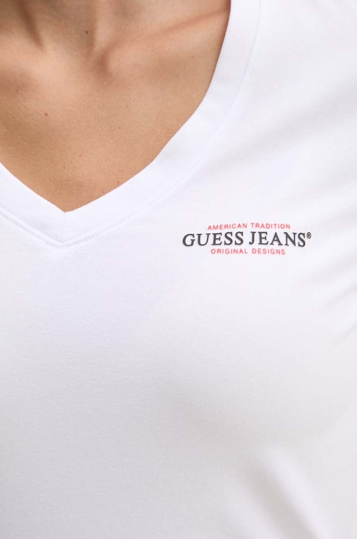 Tričko s dlhým rukávom Guess Jeans W4YI21.J1314 biela
