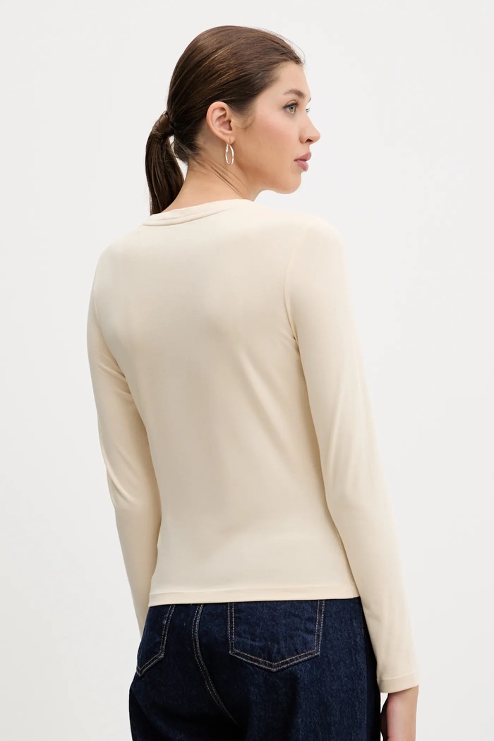Odjeća Guess Jeans Majica dugih rukava za žene od pamuka s elastanom W4YI22.J1314 bež