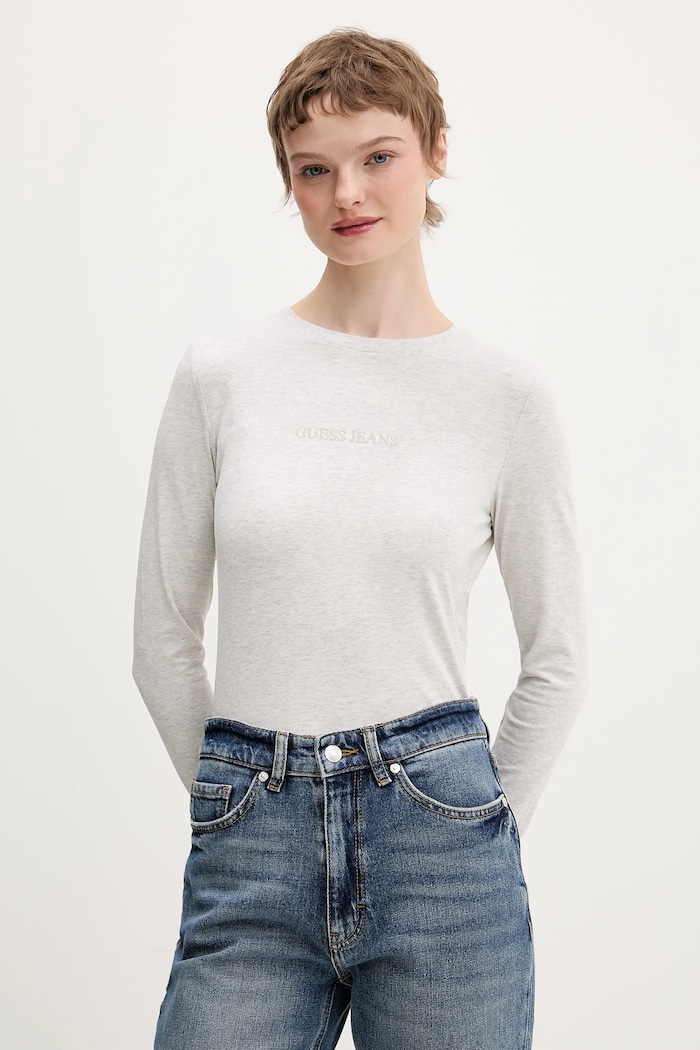 Guess Jeans hosszú ujjú elasztánnal szürke W4YI22.J1314