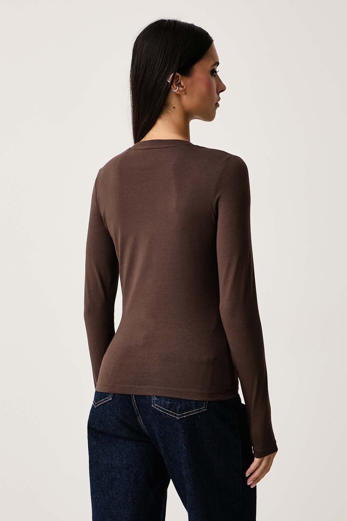 Odzież Guess Jeans Longsleeve damski bawełniany z elastanem W4YI22.J1314 brązowy