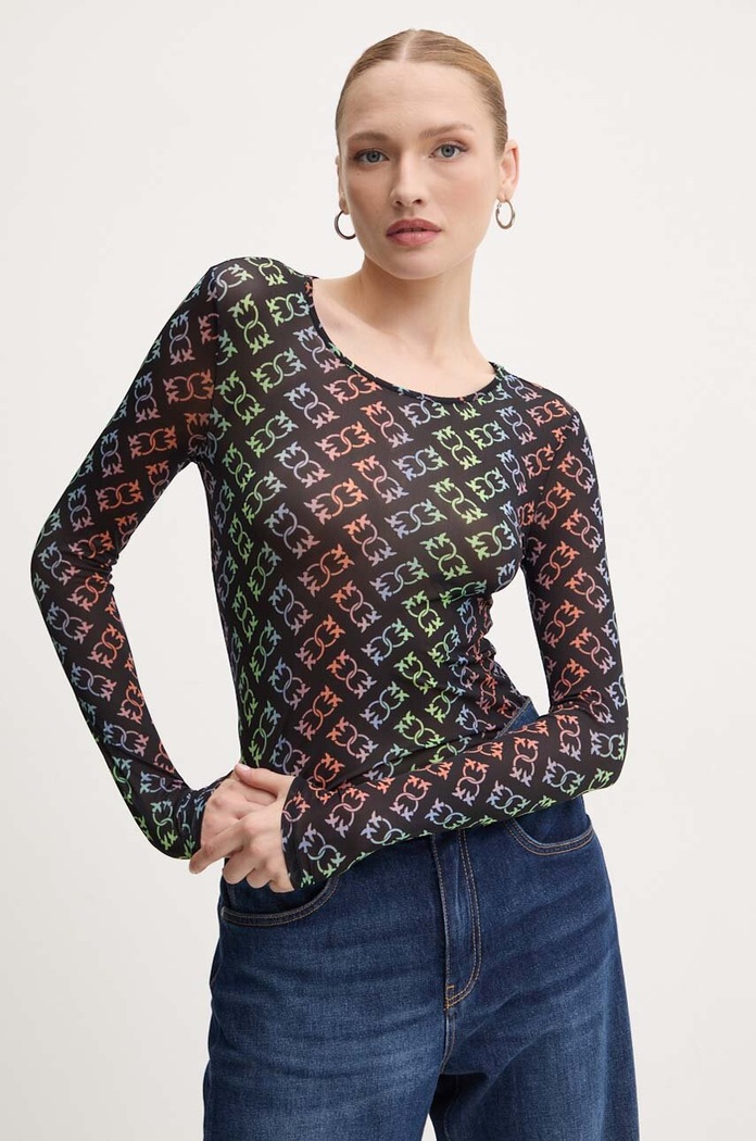 Tričko s dlouhým rukávem Pinko slim černá 100639.A1ZY