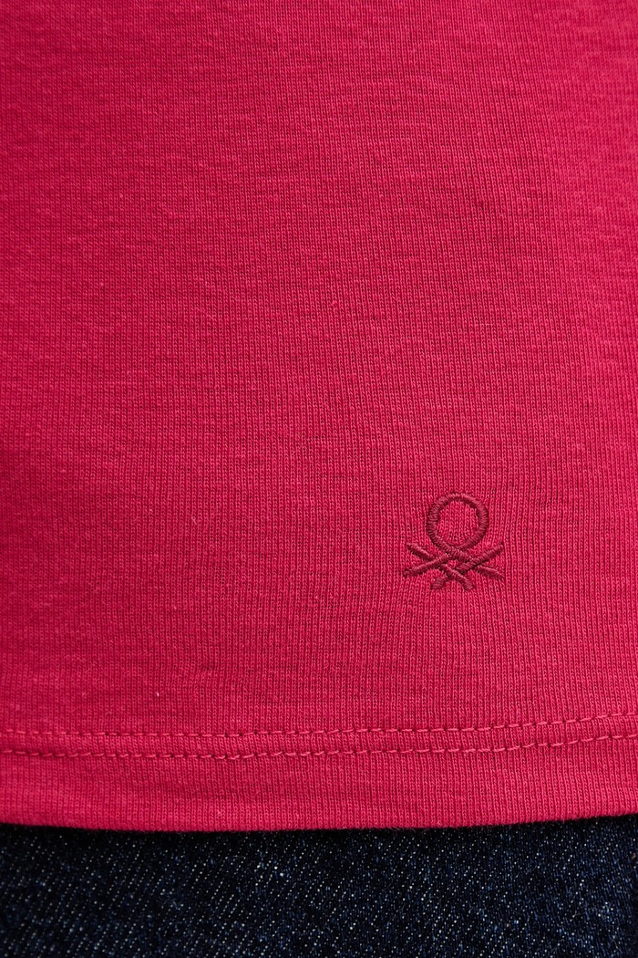United Colors of Benetton longsleeve bawełniany różowy 3GA2E2224