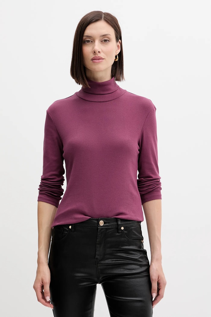 Pamučna majica dugih rukava United Colors of Benetton ljubičasta 3GA2E2224