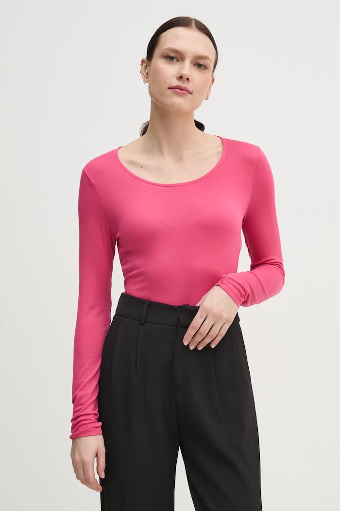 Тениска United Colors of Benetton вталена розов 3Z12D1080