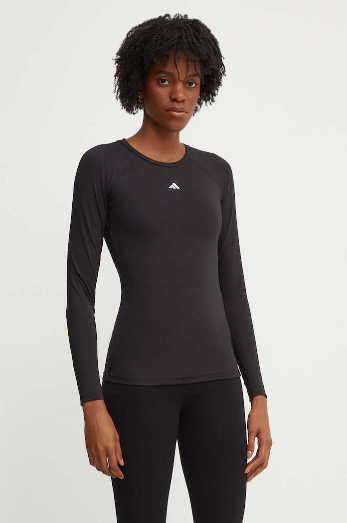Блуза с дълги ръкави за трениране adidas Performance Techfit вталена черен IK7918
