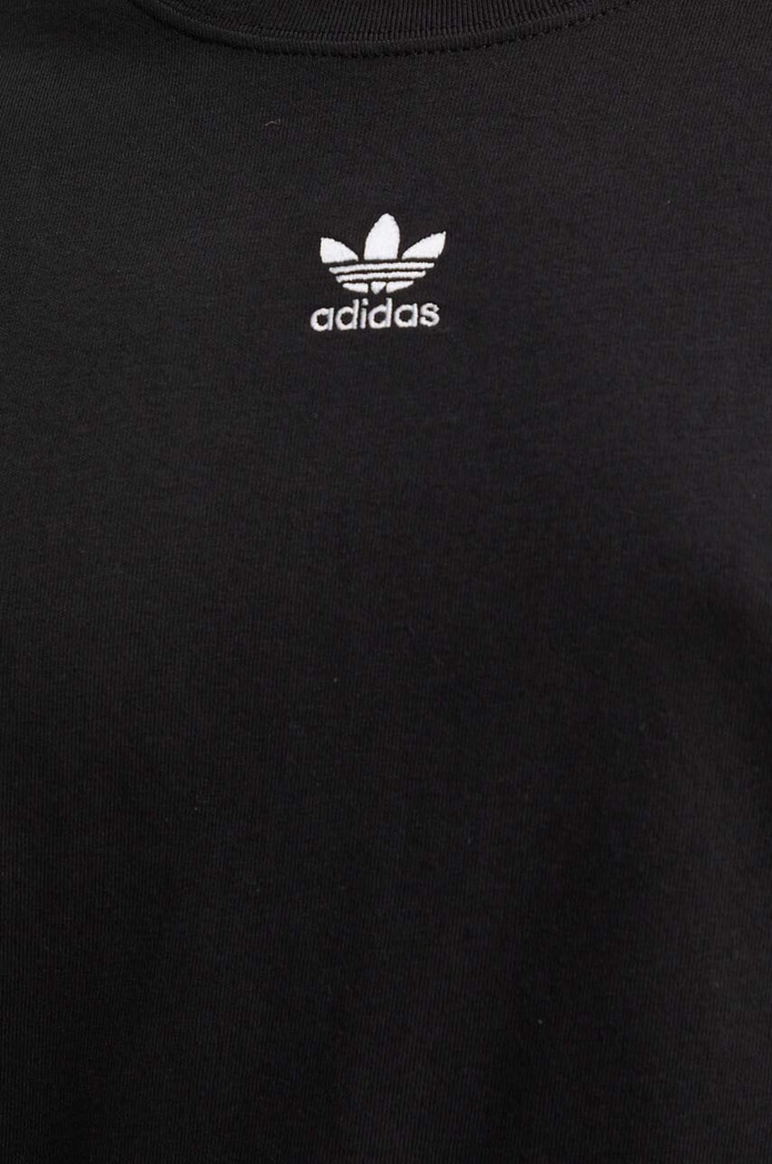 Βαμβακερή μπλούζα με μακριά μανίκια adidas Originals IW0954 μαύρο